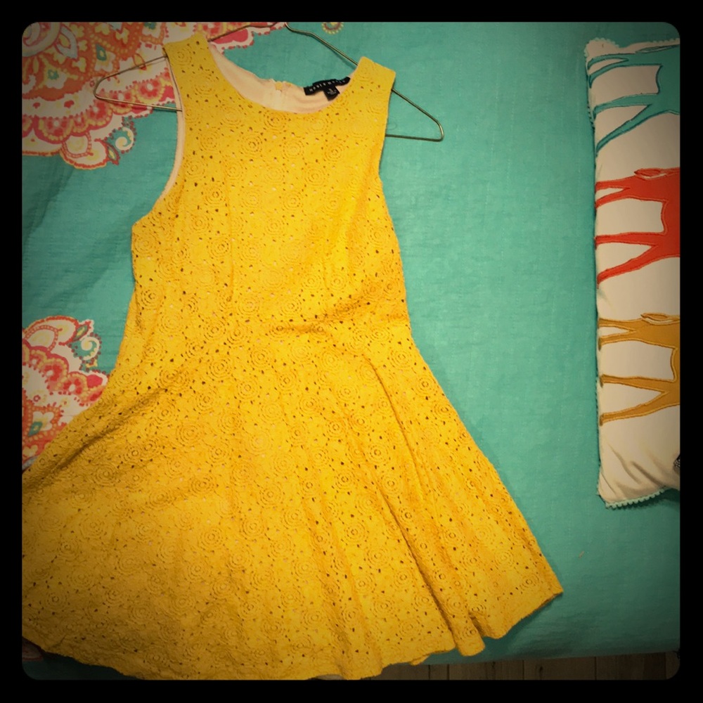 Mustard/gold color lace dress, Small.